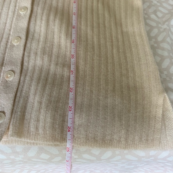 White + Warren | 100% Cashmere Cream Color Cardigan | Size Small - Picture 3 of 8